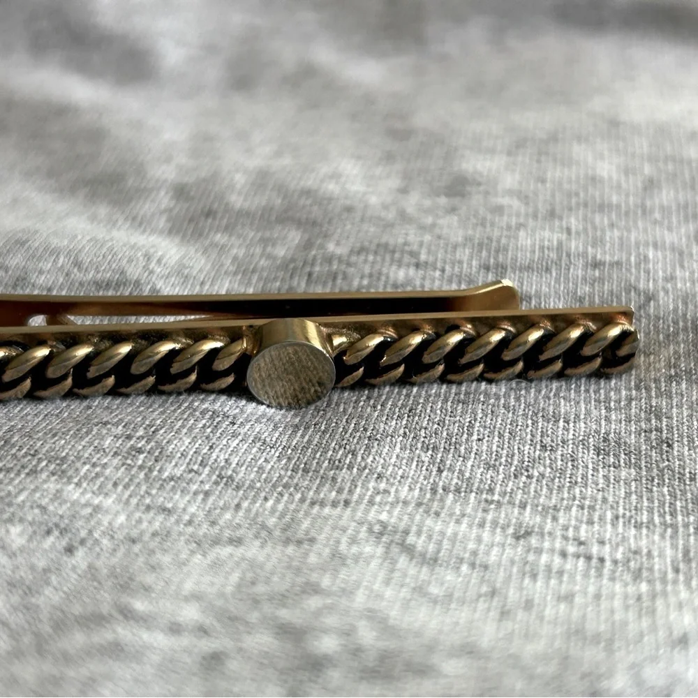 Vintage Gold-Tone Chain Accent Tie Bar and Cufflink Set - Jewelry